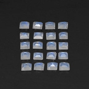 Gemas de Piedra lunar arcoíris Blanco azul natural de  ct, Cuadrado, Transparente
