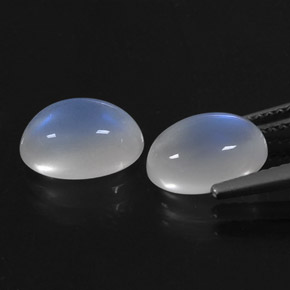 Gemas de piedra de luna arcoíris blanco natural de  ct, corte óvalo, transparente