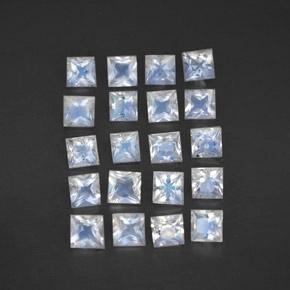 Gemas de piedra de luna arcoíris blanco natural de 2,34 ct, cuadrado, transparente
