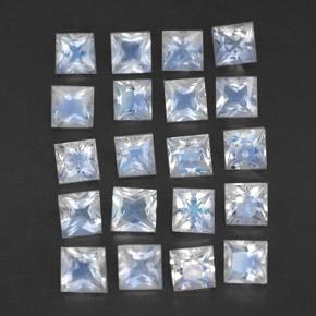 Gemas de piedra de luna arcoíris blanco natural de 2,34 ct, cuadrado, transparente
