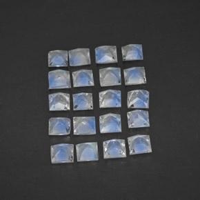 Gemas de piedra de luna arcoíris blanco natural de 2,34 ct, cuadrado, transparente