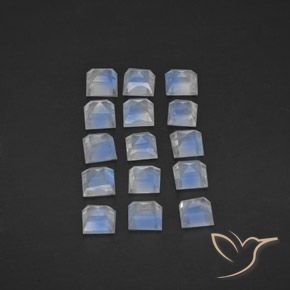 Gemas de Piedra lunar arcoíris Blanco azulado natural de 2.18 ct, Cuadrado, Transparente