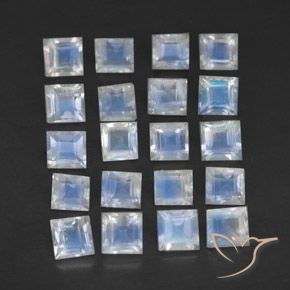 Gemas de Piedra lunar arcoíris Blanco azulado natural de 2.70 ct, Cuadrado, Transparente