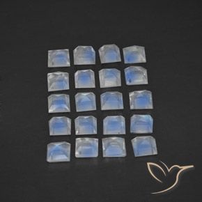 Gemas de Piedra lunar arcoíris Blanco azulado natural de 2.70 ct, Cuadrado, Transparente