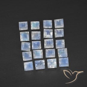 2.84ctw Natural Blanco azulado Piedra lunar arcoíris, Cuadrado, Transparente