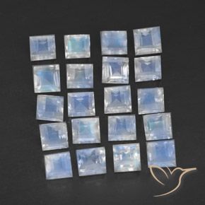 Gemas de Piedra lunar arcoíris Blanco azulado natural de 2.84 ct, Cuadrado, Transparente
