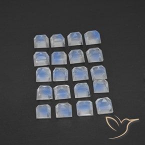 Gemas de Piedra lunar arcoíris Blanco azulado natural de 2.84 ct, Cuadrado, Transparente