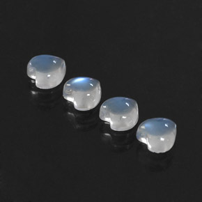 Gemas de piedra de luna arcoíris blanco natural de  ct, forma de corazón, transparente