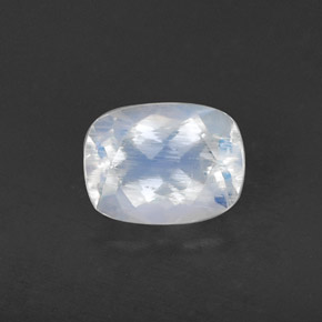 Piedra de luna arcoíris blanco natural de 1,07 ct, corte cojín, transparente