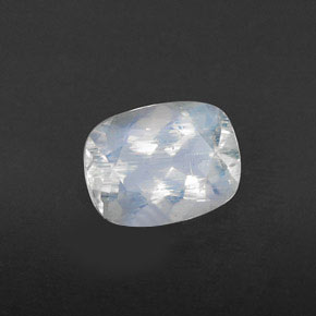 Piedra de luna arcoíris blanco natural de 1,07 ct, corte cojín, transparente