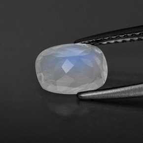 Piedra de luna arcoíris blanco natural de 1,07 ct, corte cojín, transparente