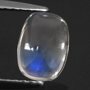 Piedra de luna arcoíris blanco natural de 0,90 ct, corte cojín, transparente