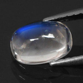 Piedra de luna arcoíris blanco natural de 0,90 ct, corte cojín, transparente