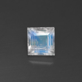 Piedra de luna arcoíris blanco natural de 0,77 ct, cuadrado, transparente