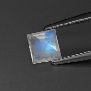 Piedra de luna arcoíris blanco natural de 0,77 ct, cuadrado, transparente