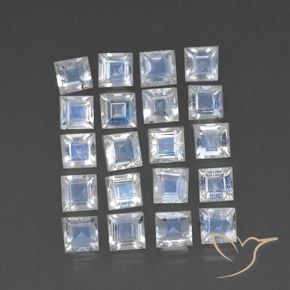Gemas de Piedra lunar arcoíris Blanco azulado natural de 3.24 ct, Cuadrado, Transparente