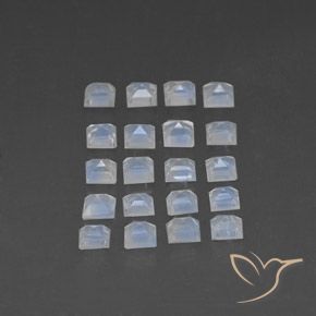 Gemas de Piedra lunar arcoíris Blanco azulado natural de 3.24 ct, Cuadrado, Transparente
