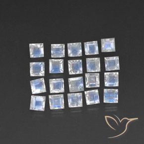 3.61ctw Natural Blanco azulado Piedra lunar arcoíris, Cuadrado, Transparente