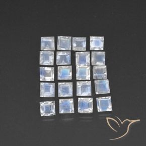 3.80ctw Natural Blanco azulado Piedra lunar arcoíris, Cuadrado, Transparente