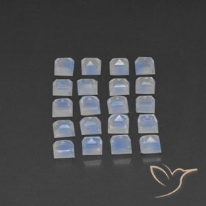 Gemas de Piedra lunar arcoíris Blanco azulado natural de 3.80 ct, Cuadrado, Transparente