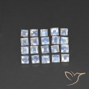 2.28ctw Natural Blanco azulado Piedra lunar arcoíris, Cuadrado, Transparente