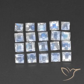 Gemas de Piedra lunar arcoíris Blanco azulado natural de 2.28 ct, Cuadrado, Transparente