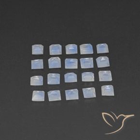 Gemas de Piedra lunar arcoíris Blanco azulado natural de 2.28 ct, Cuadrado, Transparente