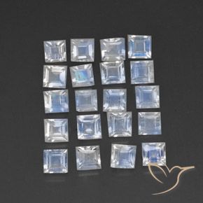 Gemas de Piedra lunar arcoíris Blanco azulado natural de 2.65 ct, Cuadrado, Transparente
