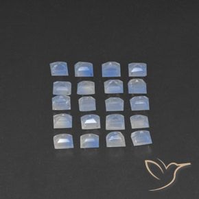 Gemas de Piedra lunar arcoíris Blanco azulado natural de 2.65 ct, Cuadrado, Transparente