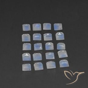 Gemas de Piedra lunar arcoíris Blanco azulado natural de 3.33 ct, Cuadrado, Transparente