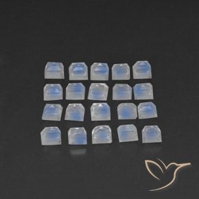 Gemas de Piedra lunar arcoíris Blanco azulado natural de 3.74 ct, Cuadrado, Transparente