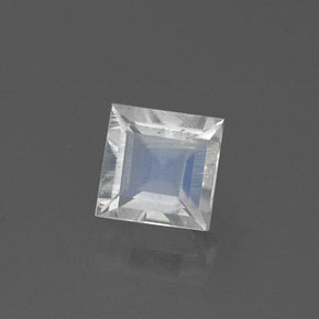 Piedra de luna arcoíris blanco natural de 0,47 ct, cuadrado, transparente