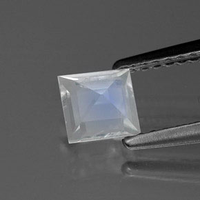 Piedra de luna arcoíris blanco natural de 0,47 ct, cuadrado, transparente