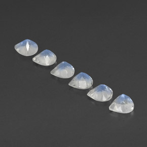 Gemas de piedra de luna arcoíris blanco natural de 2,37 ct, en forma de pera, transparente