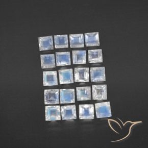 2.90ctw Natural Blanco azulado Piedra lunar arcoíris, Cuadrado, Transparente