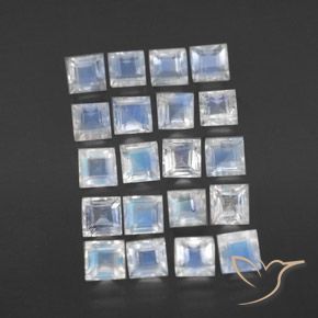 Gemas de Piedra lunar arcoíris Blanco azulado natural de 2.90 ct, Cuadrado, Transparente