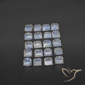 Gemas de Piedra lunar arcoíris Blanco azulado natural de 2.90 ct, Cuadrado, Transparente