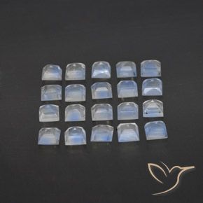 Gemas de Piedra lunar arcoíris Blanco azulado natural de 3.33 ct, Cuadrado, Transparente