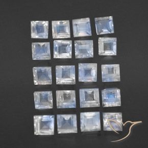 Gemas de Piedra lunar arcoíris Blanco azulado natural de 3.38 ct, Cuadrado, Transparente