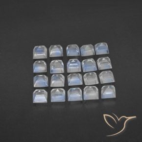 Gemas de Piedra lunar arcoíris Blanco azulado natural de 3.44 ct, Cuadrado, Transparente