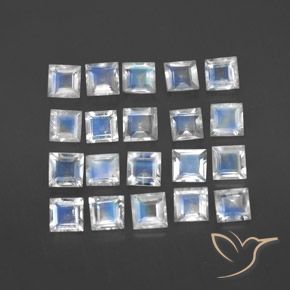 Gemas de Piedra lunar arcoíris Blanco azulado natural de 2.85 ct, Cuadrado, Transparente