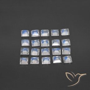 Gemas de Piedra lunar arcoíris Blanco azulado natural de 2.85 ct, Cuadrado, Transparente
