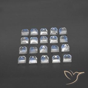 Gemas de Piedra lunar arcoíris Blanco azulado natural de 3.65 ct, Cuadrado, Transparente