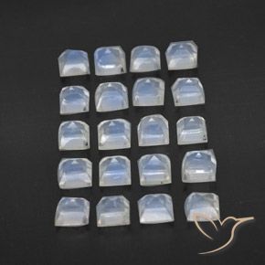 Gemas de Piedra lunar arcoíris Blanco azulado natural de 3.35 ct, Cuadrado, Transparente