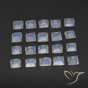 Gemas de Piedra lunar arcoíris Blanco azulado natural de 2.32 ct, Cuadrado, Transparente