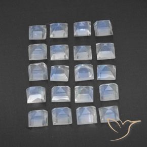 Gemas de Piedra lunar arcoíris Blanco azulado natural de 3.35 ct, Cuadrado, Transparente