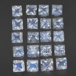 Gemas de piedra de luna arcoíris blanco natural de 2,51 ct, cuadrado, transparente