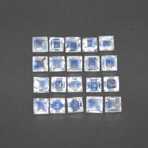 Gemas de piedra de luna arcoíris azul natural de 2,89 ct, cuadrado, transparente
