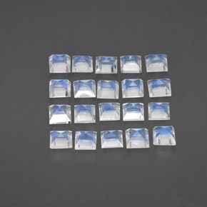 Gemas de piedra de luna arcoíris azul natural de 2,89 ct, cuadrado, transparente
