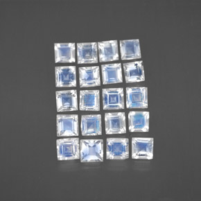 Gemas de piedra de luna arcoíris blanco natural de 2,66 ct, cuadrado, transparente